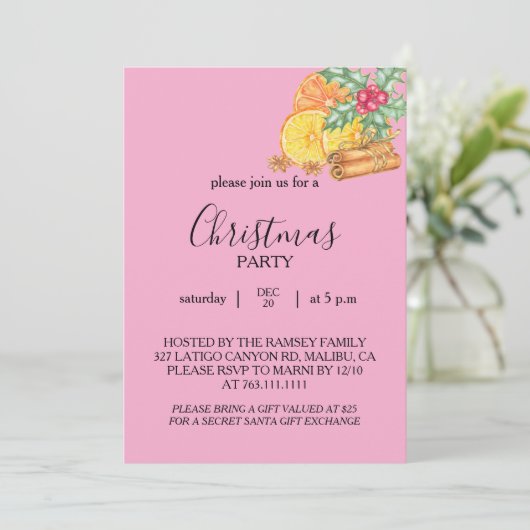 Christmas Party Invitation Card Kaart (Staand voorkant)