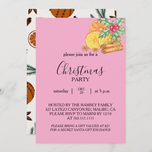 Christmas Party Invitation Card Kaart (Voorkant / Achterkant)