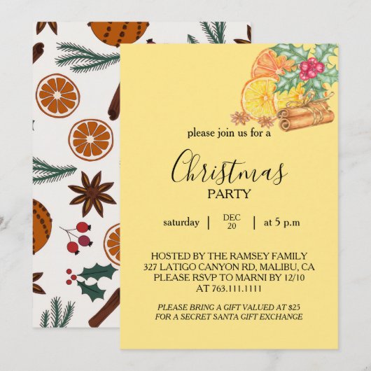 Christmas Party Invitation Card Kaart (Voorkant / Achterkant)