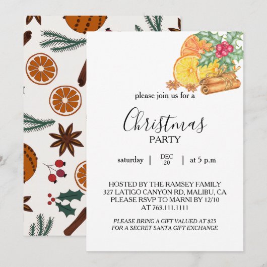Christmas Party Invitation Card Kaart (Voorkant / Achterkant)