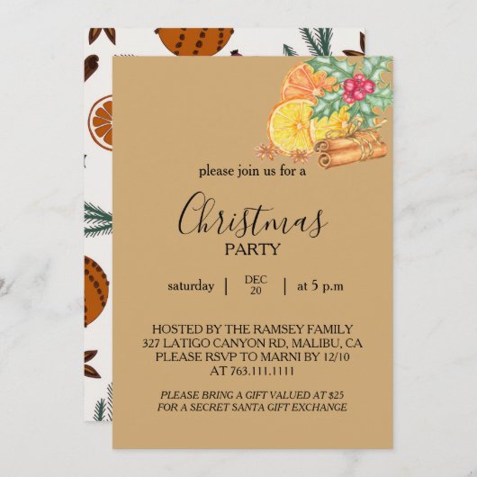 Christmas Party Invitation Card Kaart (Voorkant / Achterkant)
