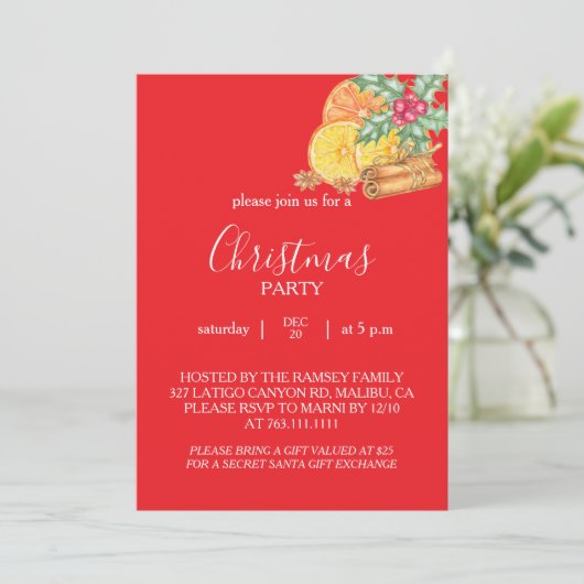 Christmas Party Invitation Card Kaart (Staand voorkant)
