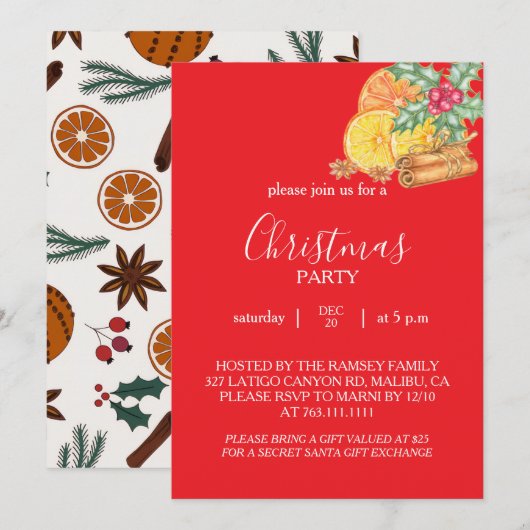 Christmas Party Invitation Card Kaart (Voorkant / Achterkant)