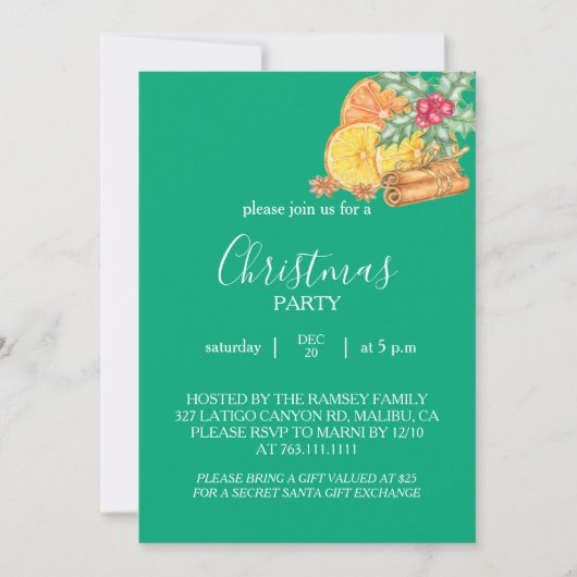 Christmas Party Invitation Card Kaart (Voorkant)