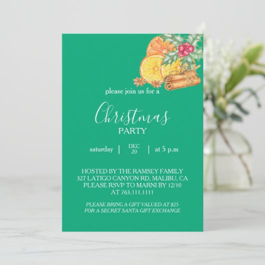 Christmas Party Invitation Card Kaart (Staand voorkant)