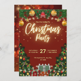 Christmas Party Invitation Flyer Kaart