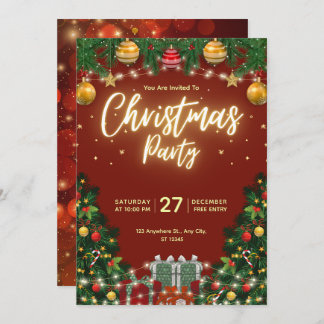 Christmas Party Invitation Flyer Kaart