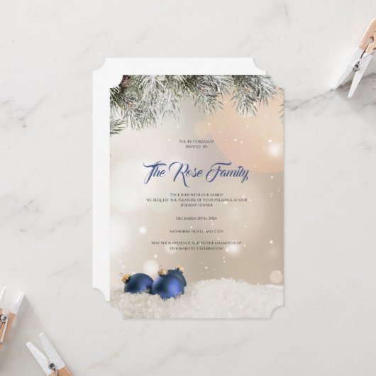 Christmas Party Invitation, Holiday Greetings Card Kaart (Voorkant / Achterkant in situ)