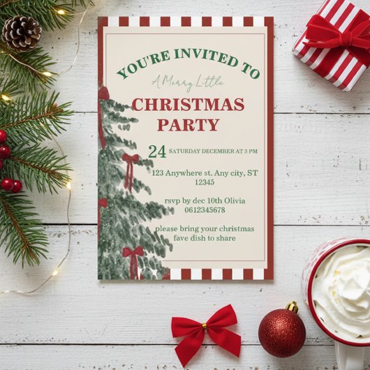 Christmas Party Invitation, Holiday Invite Kaart