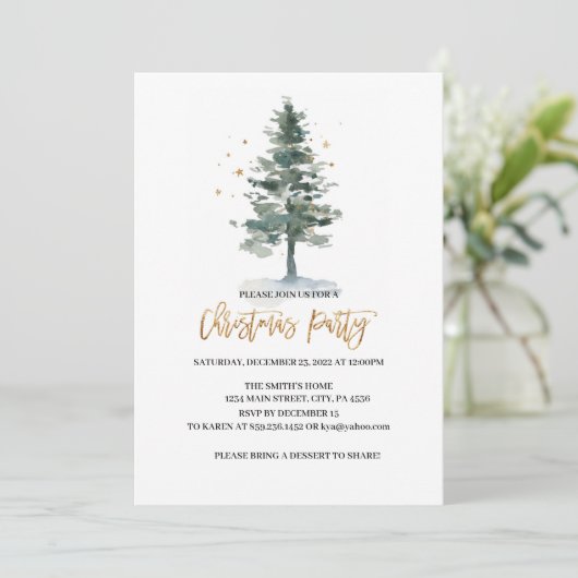 Christmas Party Invitation, Holiday Party Invitati Kaart (Staand voorkant)