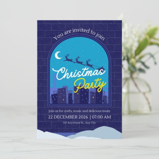 Christmas Party Invitation Kaart (Staand voorkant)