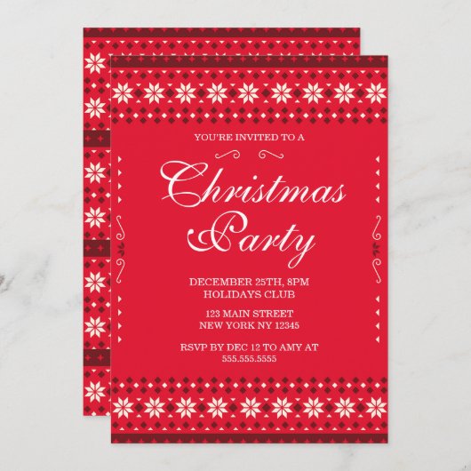 Christmas Party Invitation Kaart (Voorkant / Achterkant)