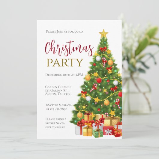 Christmas Party Invitation Kaart (Staand voorkant)