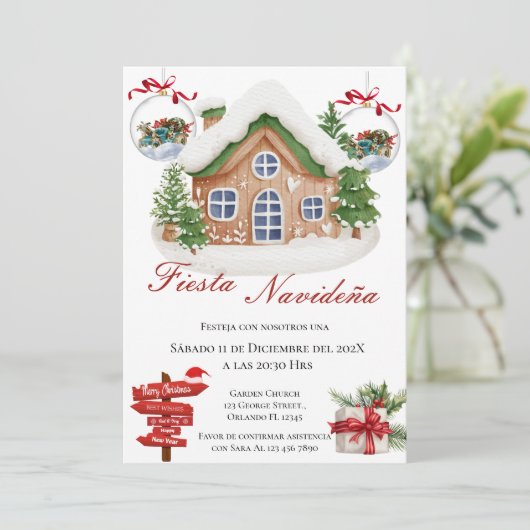 Christmas Party Invitation Kaart (Staand voorkant)