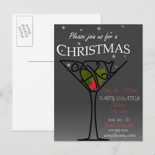 Christmas Party Invitation ontwerp Uitnodiging Briefkaart (Voorkant / Achterkant)