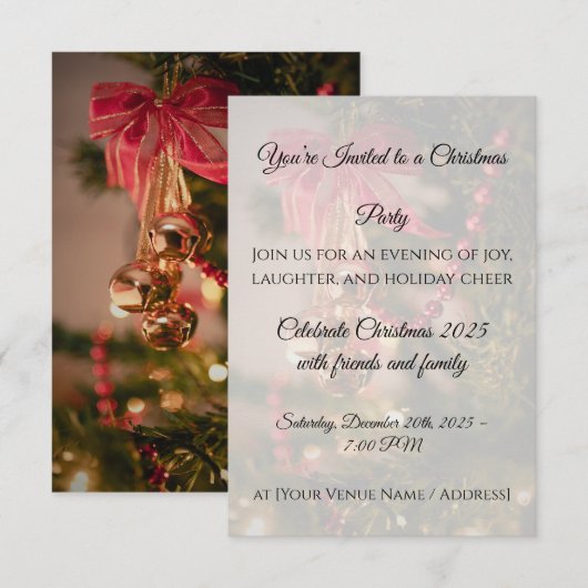 Christmas Party Invitation Personalize Bedankkaart (Voorkant / Achterkant)