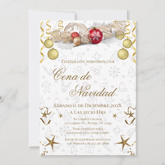Christmas Party Invitation Posada Navideña Kaart (Voorkant)