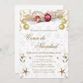 Christmas Party Invitation Posada Navideña Kaart (Voorkant / Achterkant)
