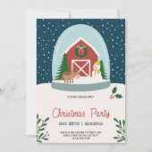 Christmas party Invitation with a cozy barn Kaart (Voorkant)