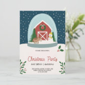 Christmas party Invitation with a cozy barn Kaart (Staand voorkant)
