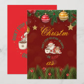 Christmas Party Invitation with Santa Claus Illust Kaart (Voorkant / Achterkant)