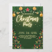 Christmas Party Invitation with Shining Yellow Kaart (Voorkant)