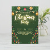 Christmas Party Invitation with Shining Yellow Kaart (Staand voorkant)