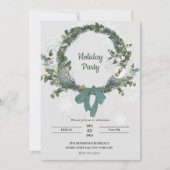 Christmas Party Invitation Wreath Snowflakes Kaart (Voorkant)