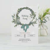 Christmas Party Invitation Wreath Snowflakes Kaart (Staand voorkant)