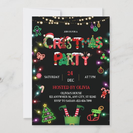 Christmas Party Invitation - Xmas Party invite Kaart (Voorkant)