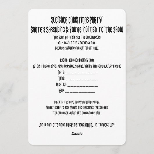 Christmas Party Kaart (Achterkant)