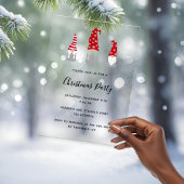 Christmas party modern gnomes frosted invitation acryl uitnodigingen