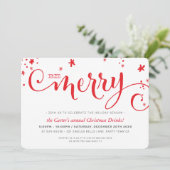CHRISTMAS PARTY modern leuke rode typografie BE ME Feestdagenkaart (Staand voorkant)