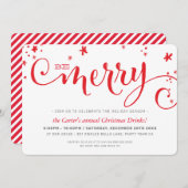 CHRISTMAS PARTY modern leuke rode typografie BE ME Feestdagenkaart (Voorkant / Achterkant)