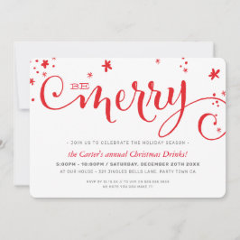 CHRISTMAS PARTY modern leuke rode typografie BE ME Feestdagenkaart