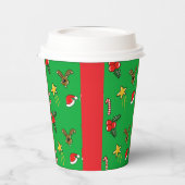 Christmas Party Paper Cups – Cute Holiday Pattern Papieren Bekers (Links)