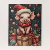Christmas Party Pig Puzzle Legpuzzel (Verticaal)
