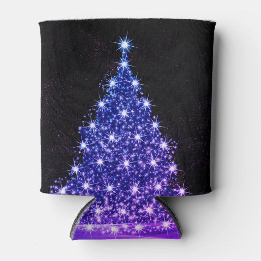 Christmas Party Pink Blue Tree Winter Black Rustic Blikjeskoeler (Voorkant)