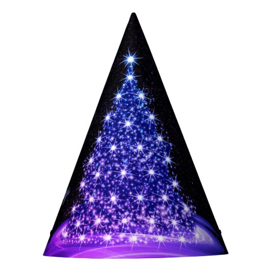 Christmas Party Pink Blue Tree Winter Black Rustic Feesthoedjes (Voorkant)