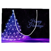 Christmas Party Pink Blue Tree Winter Black Rustic Groot Cadeauzakje (Achterkant)