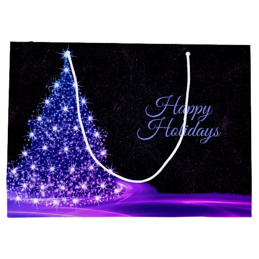 Christmas Party Pink Blue Tree Winter Black Rustic Groot Cadeauzakje (Achterkant)