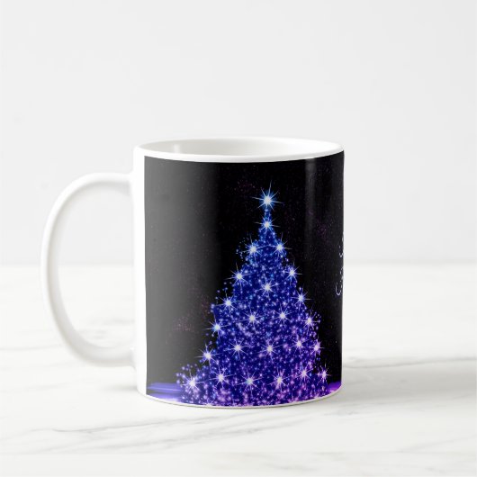Christmas Party Pink Blue Tree Winter Black Rustic Koffiemok (Links)