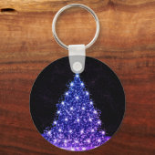 Christmas Party Pink Blue Tree Winter Black Rustic Sleutelhanger (Voorkant)