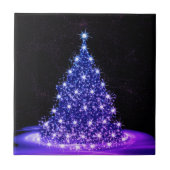 Christmas Party Pink Blue Tree Winter Black Rustic Tegeltje (Voorkant)