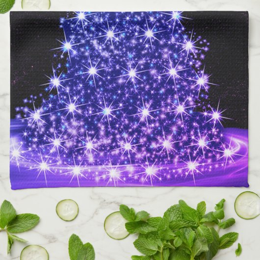 Christmas Party Pink Blue Tree Winter Black Rustic Theedoek (Gevouwen)