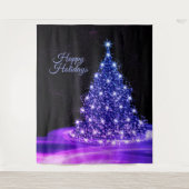 Christmas Party Pink Blue Tree Winter Black Rustic Wandkleed (Voorkant)