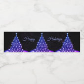 Christmas Party Pink Blue Tree Winter Black Rustic Waterfles Etiket (Enkel label)