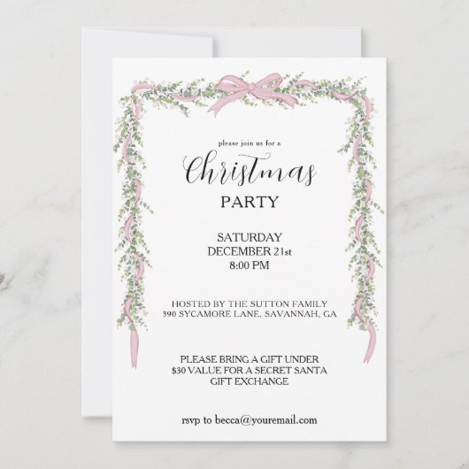 Christmas Party Pink Green Garland Kaart (Voorkant)