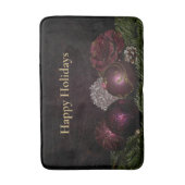 Christmas Party Pink Ornament Green Leaves Black Badmat (Voorkant Verticaal)