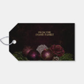 Christmas Party Pink Ornament Green Leaves Black Cadeaulabel (Achterkant Horizontaal)